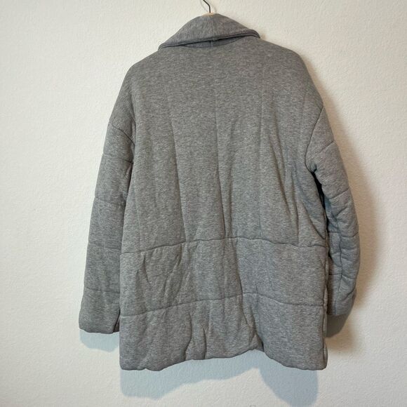 Madewell Heather Cement Grey Sweatshirt Puffer Coat Jacket Women's Size Large - Picture 4 of 9